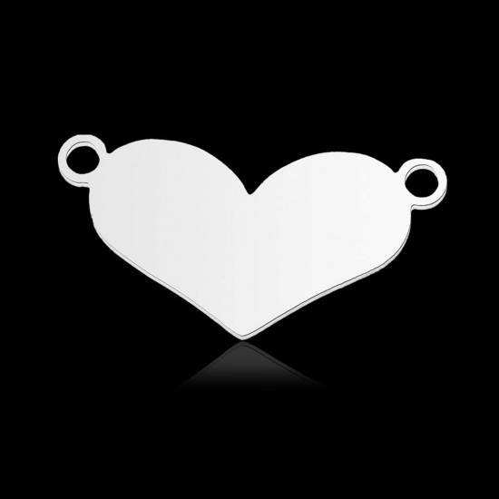 Immagine di 304 Acciaio Inossidabile Charms Cuore Tono Argento 19mm x 9.5mm, 2 Pz