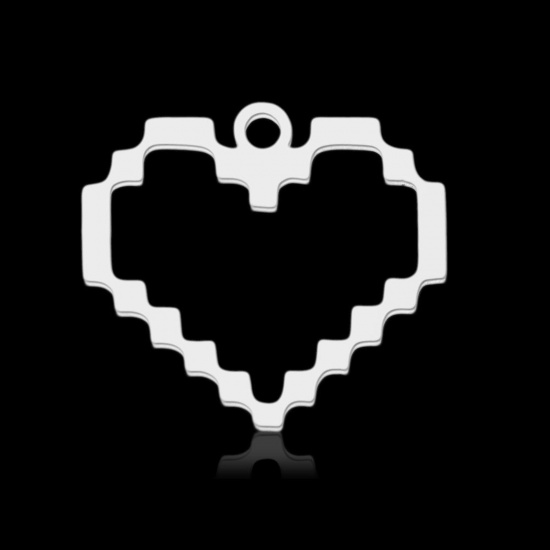 Immagine di 304 Acciaio Inossidabile Charms Cuore Tono Argento 18mm x 16mm, 2 Pz
