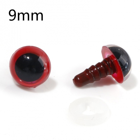 Bild von Plastic DIY Handmade Craft Materials Accessories Red Toy Eye 9mm Dia., 20 Sets