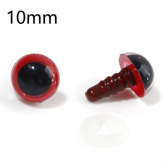 Bild von Plastic DIY Handmade Craft Materials Accessories Red Toy Eye 10mm Dia., 20 Sets