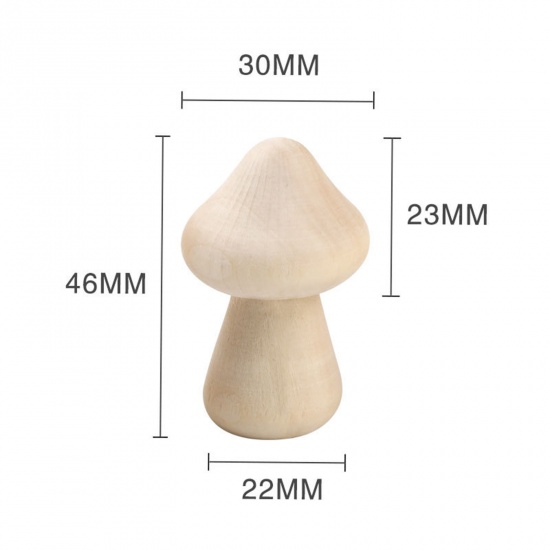 Bild von Wood DIY Handmade Craft Materials Accessories Painting Materials Natural Mushroom 4.6cm x 3cm, 10 PCs