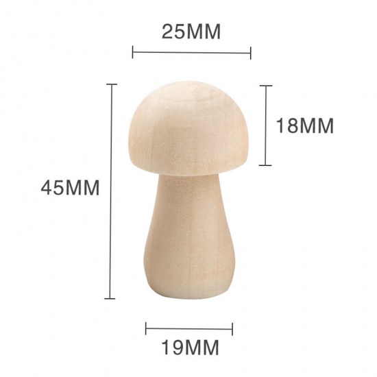 Bild von Wood DIY Handmade Craft Materials Accessories Painting Materials Natural Mushroom 4.5cm x 2.5cm, 10 PCs