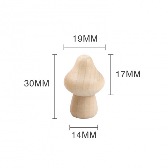 Bild von Wood DIY Handmade Craft Materials Accessories Painting Materials Natural Mushroom 3cm x 1.9cm, 10 PCs