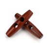 Picture of Wood Horn Buttons Scrapbooking 2 Holes Marquise Coffee 4.5cm long, 50 PCs