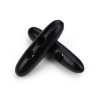Picture of Wood Horn Buttons Scrapbooking 2 Holes Marquise Black 3cm long, 50 PCs