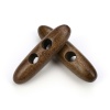 Picture of Wood Horn Buttons Scrapbooking 2 Holes Marquise Coffee 5cm long, 50 PCs