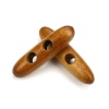 Picture of Wood Horn Buttons Scrapbooking 2 Holes Marquise Brown 3.5cm long, 50 PCs