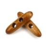 Picture of Wood Horn Buttons Scrapbooking 2 Holes Marquise Brown 4.5cm long, 50 PCs