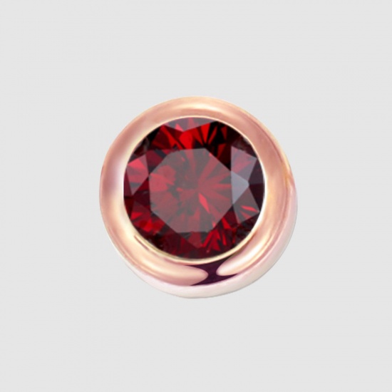 Bild von 316 Edelstahl Monatsstein Perlen Rund Rosegold Januar Rot Strass 6mm D., Loch: ca. 1.3mm, 1 Stück
