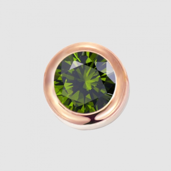 Bild von 316 Edelstahl Monatsstein Perlen Rund Rosegold August Hellgrün Strass 6mm D., Loch: ca. 1.3mm, 1 Stück