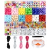 Bild von Polymer Ton Perlen-DIY-Kits für Armbänder, Halsketten, Schmuckherstellung, handgefertigte Accessoires Bunt Blumen Anfangsbuchstabe/ Großbuchstabe 23cm x 19cm, 1 Set