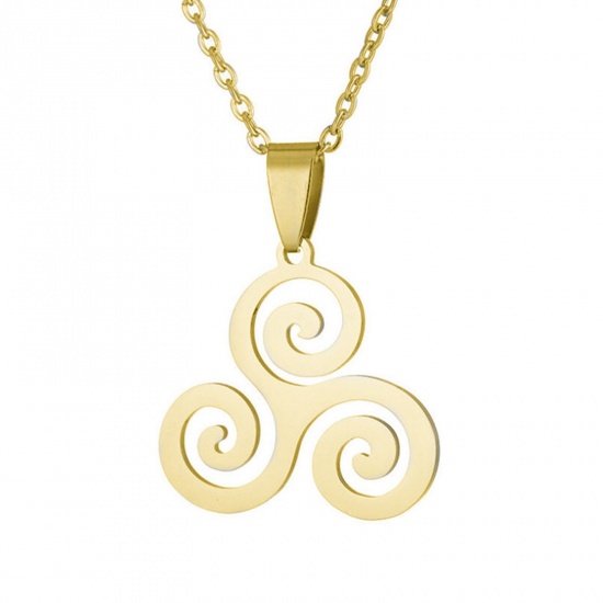 Bild von 201 Edelstahl Stilvoll Gliederkette Kette Halskette Vergoldet Symbol Keltisch Knoten 45cm lang, 1 Strang