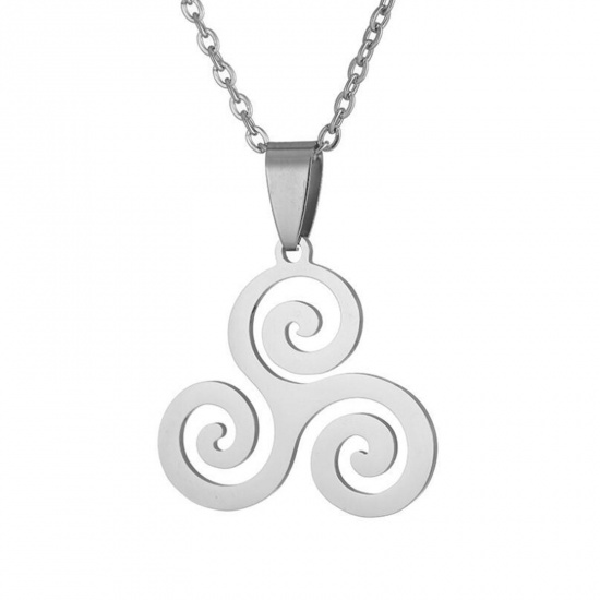 Bild von 201 Edelstahl Stilvoll Gliederkette Kette Halskette Silberfarbe Symbol Keltisch Knoten 45cm lang, 1 Strang