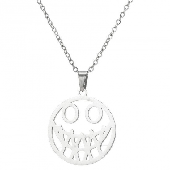 Immagine di 201 Acciaio Inossidabile Elegante Cavo Catena Collana Tono Argento Zucca Halloween 45cm Lunghezza, 1 Pz