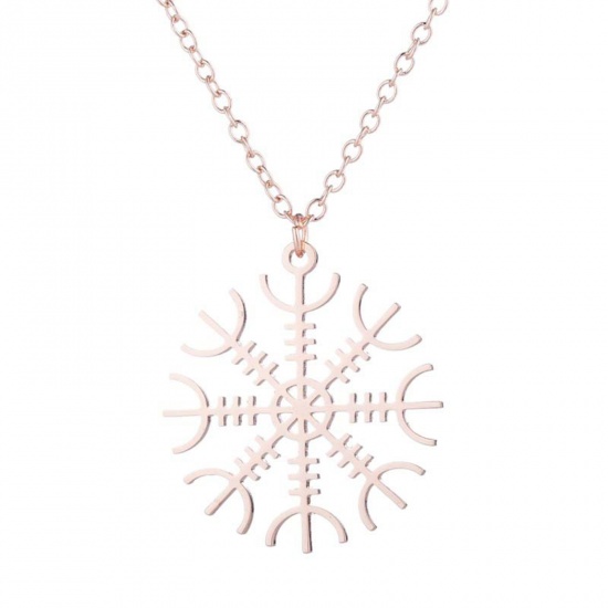 Immagine di 201 Acciaio Inossidabile Elegante Cavo Catena Collana Oro Rosa Natale Fiocco di Neve 45cm Lunghezza, 1 Pz