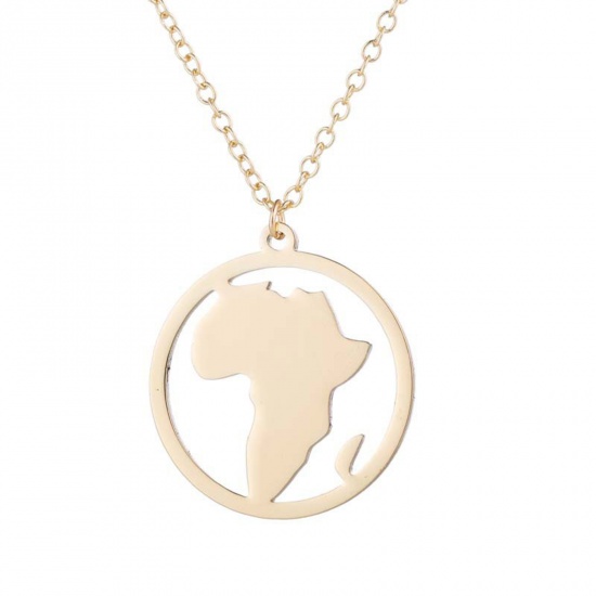 Immagine di 201 Acciaio Inossidabile Elegante Cavo Catena Collana Oro Placcato Mappa 45cm Lunghezza, 1 Pz