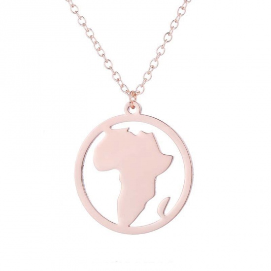 Immagine di 201 Acciaio Inossidabile Elegante Cavo Catena Collana Oro Rosa Mappa 45cm Lunghezza, 1 Pz