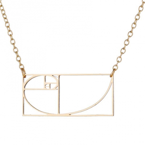 Immagine di 201 Acciaio Inossidabile Elegante Cavo Catena Collana Oro Placcato Geometrica 45cm Lunghezza, 1 Pz