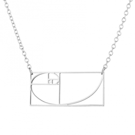 Immagine di 201 Acciaio Inossidabile Elegante Cavo Catena Collana Tono Argento Geometrica 45cm Lunghezza, 1 Pz