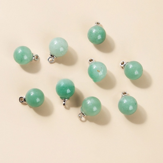 Bild von Grün Aventurin ( Natur ) Charms Rund Grün 8mm D., 10 Stück