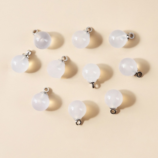 Bild von Achat ( Natur ) Charms Rund Silberfarbe Weiß 10mm D., 10 Stück