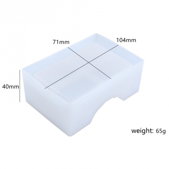 Immagine di Silicone Resin Mold For Jewelry Making DIY Coaster Tray Rectangle White 11.8cm x 8.4cm, 1 Piece