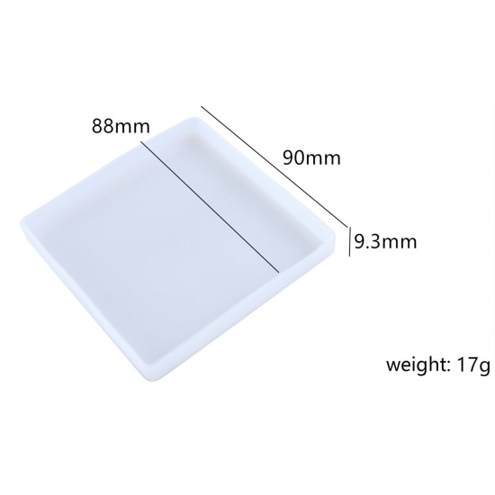 Immagine di Silicone Resin Mold For Jewelry Making DIY Coaster Tray Rectangle White 9cm x 8.8cm, 1 Piece