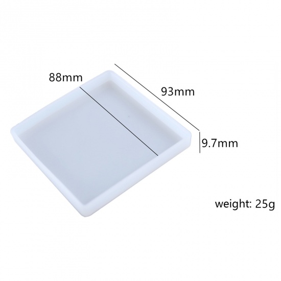 Immagine di Silicone Resin Mold For Jewelry Making DIY Coaster Tray Rectangle White 9.3cm x 8.8cm, 1 Piece