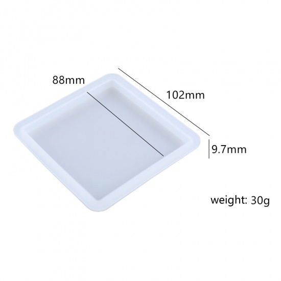 Immagine di Silicone Resin Mold For Jewelry Making DIY Coaster Tray Rectangle White 10.2cm x 8.8cm, 1 Piece