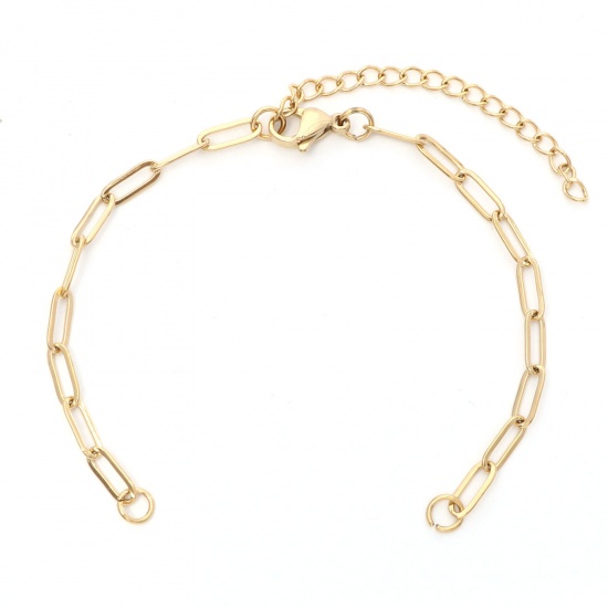 Bild von 304 Edelstahl 3,5 mm Büroklammerkette halbfertige Armbänder für DIY handgemachte Schmuckherstellung vergoldet 17 cm (6 6/8") lang, 1 Stück