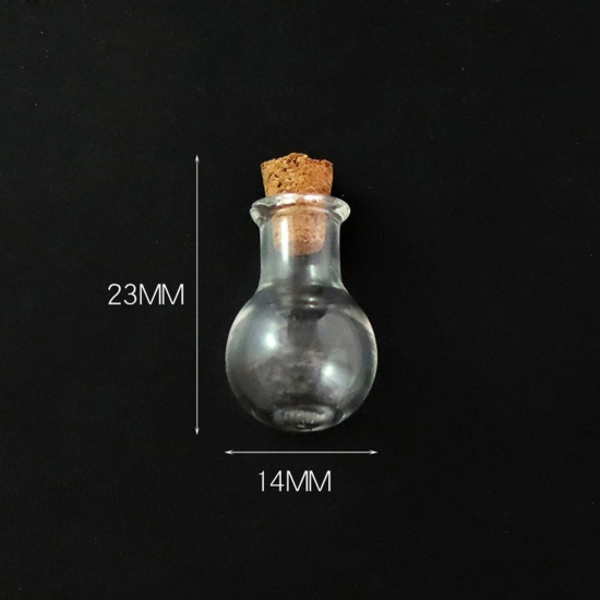 Bild von Wood & Glass Mini Message Wish Bottle Bubble Vial For Earring Ring Necklace Bulb Transparent Clear 23mm x 14mm, 10 PCs
