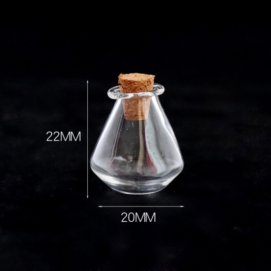 Bild von Wood & Glass Mini Message Wish Bottle Bubble Vial For Earring Ring Necklace Rhombus Transparent Clear 22mm x 20mm, 10 PCs