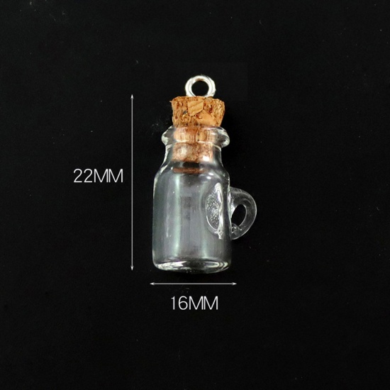 Bild von Wood & Glass & Screw Eyes Bails Mini Message Wish Bottle Bubble Vial For Earring Ring Necklace Flagon Transparent Clear 22mm x 16mm, 10 PCs