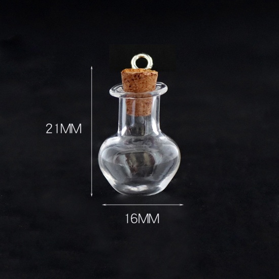 Bild von Wood & Glass & Screw Eyes Bails Mini Message Wish Bottle Bubble Vial For Earring Ring Necklace Vase Transparent Clear 21mm x 16mm, 10 PCs
