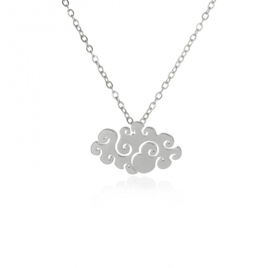 Immagine di 304 Acciaio Inossidabile Elegante Collana Tono Argento Nuvole 38cm Lunghezza, 1 Pz