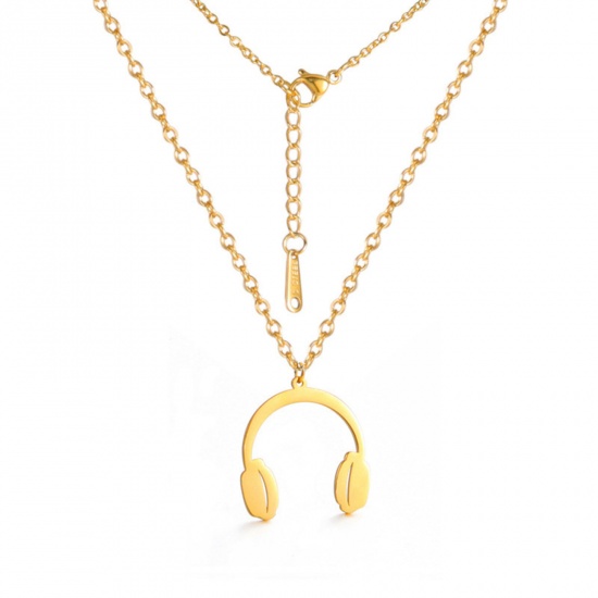 Bild von 304 Edelstahl Stilvoll Gliederkette Kette Halskette Vergoldet Kopfhörer 45cm lang, 1 Strang