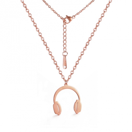 Bild von 304 Edelstahl Stilvoll Gliederkette Kette Halskette Rosegold Kopfhörer 45cm lang, 1 Strang