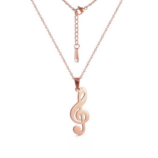 Bild von 304 Edelstahl Stilvoll Gliederkette Kette Halskette Rosegold Musik Note Hohl 45cm lang, 1 Strang