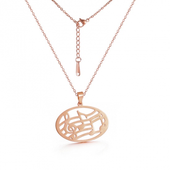 Bild von 304 Edelstahl Stilvoll Gliederkette Kette Halskette Rosegold Oval Note Hohl 45cm lang, 1 Strang
