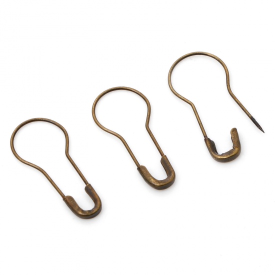 Picture of Iron Based Alloy Safety Pin Brooches Findings Calabash Antique Bronze 22mm x 9.5mm, 1 Packet ( 1000 PCs/Packet)