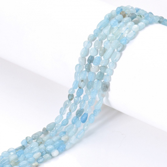 Bild von Aquamarin ( Natur ) Perlen Unregelmäßig Hellblau ca. 6mm x 8mm, 1 Strang (ca. 47 Stück/Strang)