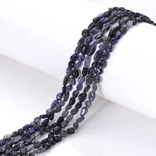 Bild von Stein ( Natur ) Perlen Unregelmäßig Blau ca. 6mm x 8mm, 1 Strang (ca. 47 Stück/Strang)