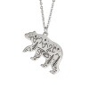 Picture of 304 Stainless Steel Stylish Link Cable Chain Necklace Silver Tone Bear Animal 52cm(20 4/8") long, 1 Piece