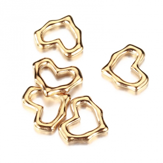 Immagine di 304 Acciaio Inossidabile San Valentino Charms Cuore Oro Placcato Filigrana 15mm x 13mm, 2 Pz