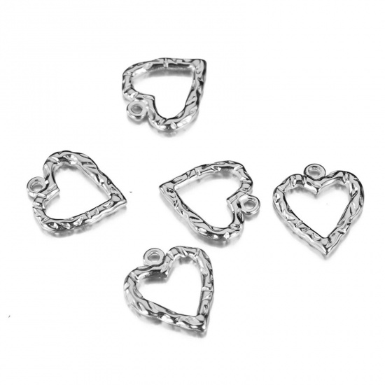 Immagine di 304 Acciaio Inossidabile San Valentino Charms Cuore Tono Argento Filigrana 18mm x 16mm, 2 Pz