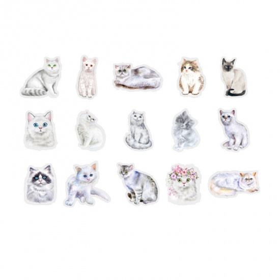 Immagine di PET DIY Scrapbook Deco Stickers White Cat Animal 1 Set ( 30 PCs/Set)