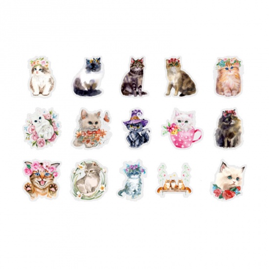 Immagine di PET DIY Scrapbook Deco Stickers Multicolor Cat Animal 1 Set ( 30 PCs/Set)