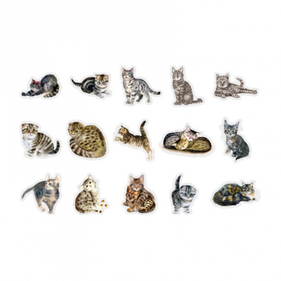 Immagine di PET DIY Scrapbook Deco Stickers Brown Cat Animal 1 Set ( 30 PCs/Set)