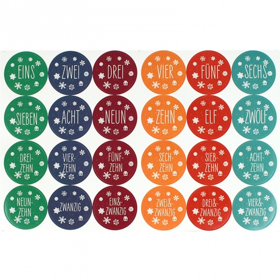 Immagine di Paper Christmas DIY Scrapbook Deco Stickers Multicolor Round Number 31cm x 20cm, 10 Sheets