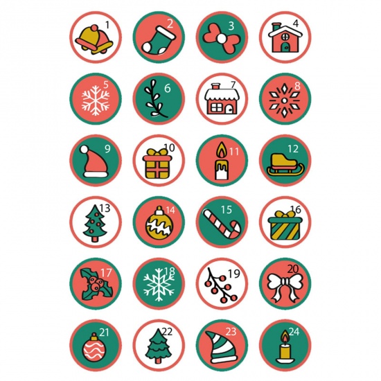 Immagine di Paper Christmas DIY Scrapbook Deco Stickers Multicolor Round Christmas 31cm x 20cm, 10 Sheets